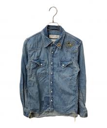 REMI RELIEF（レミレリーフ）の古着「長袖シャツ スタッズ ウエスタン」｜ブルー