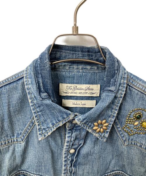 REMI RELIEF（レミレリーフ）REMI RELIEF (レミレリーフ) 長袖シャツ スタッズ ウエスタン ブルー サイズ:Sの古着・服飾アイテム