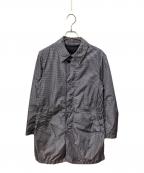 HERNOヘルノ）の古着「比翼コート ギンガムチェック ホワイト×ブラック」｜ホワイト×ブラック