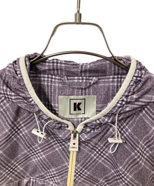 KIRED（キーレッド）KIRED (キーレッド) チェックナイロンパーカー パープル グレー サイズ:44の古着・服飾アイテム