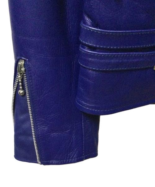 HORN WORKS（ホーンワークス）HORN WORKS (ホーンワークス) ダブルライダースジャケット ネイビー×レッド ネイビー サイズ:XLの古着・服飾アイテム