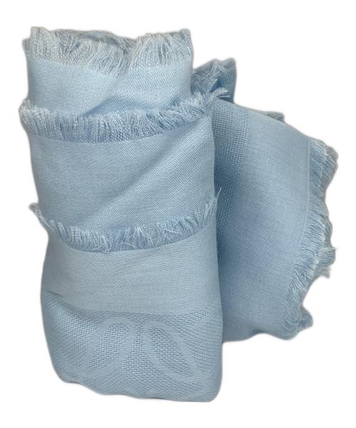 LOEWE（ロエベ）LOEWE (ロエベ) カシミヤ混アナグラムウールマフラー ブルー ブルーの古着・服飾アイテム