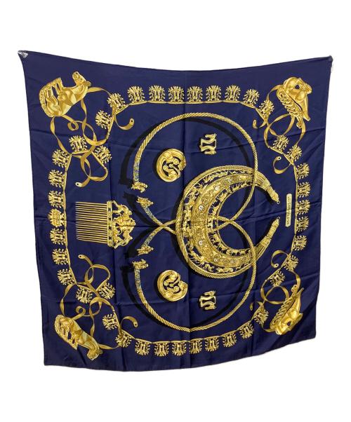 HERMES（エルメス）HERMES (エルメス) カレ90 LES CAVALIERS ネイビーの古着・服飾アイテム