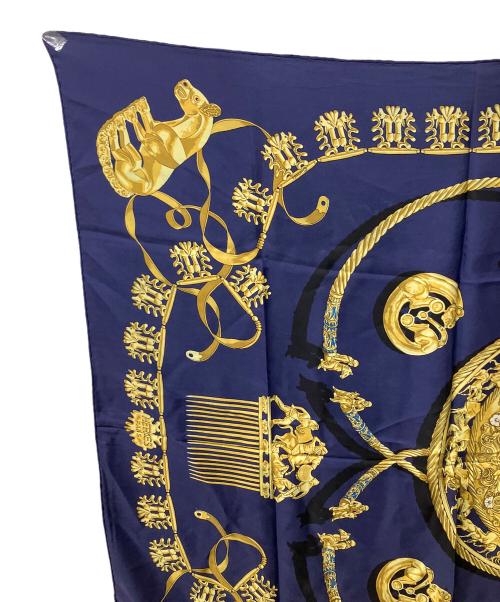 HERMES（エルメス）HERMES (エルメス) カレ90 LES CAVALIERS ネイビーの古着・服飾アイテム