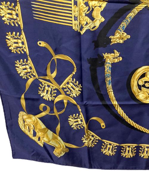 HERMES（エルメス）HERMES (エルメス) カレ90 LES CAVALIERS ネイビーの古着・服飾アイテム