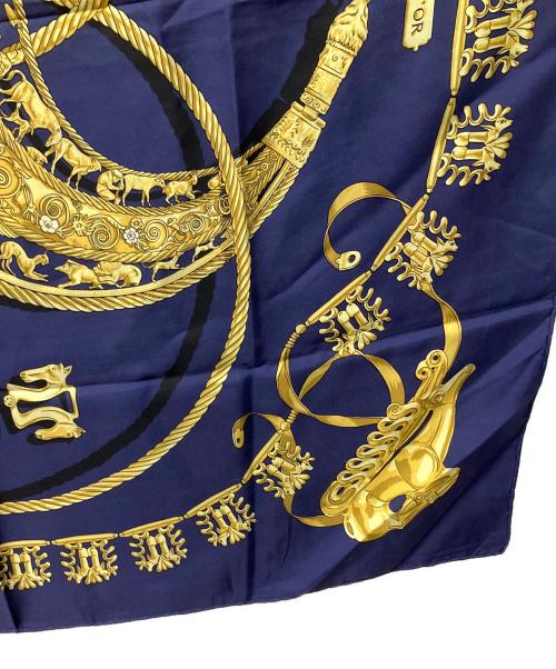 HERMES（エルメス）HERMES (エルメス) カレ90 LES CAVALIERS ネイビーの古着・服飾アイテム