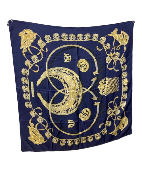 HERMES（エルメス）HERMES (エルメス) カレ90 LES CAVALIERS ネイビーの古着・服飾アイテム