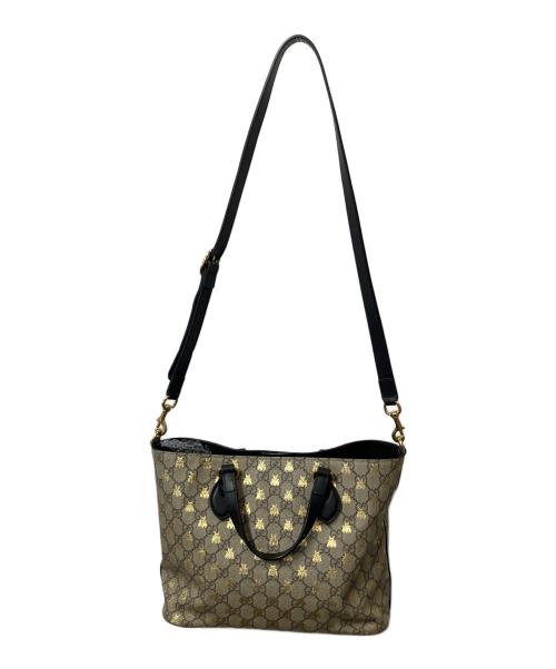 GUCCI（グッチ）GUCCI (グッチ) GGシュプリーム2WAYバッグ ベージュ×ブラックの古着・服飾アイテム