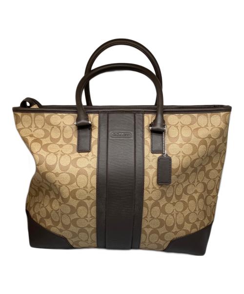 COACH（コーチ）COACH (コーチ) HERITAGE SIGNATURE UTILITY TOTE ベージュ×ブラウンの古着・服飾アイテム