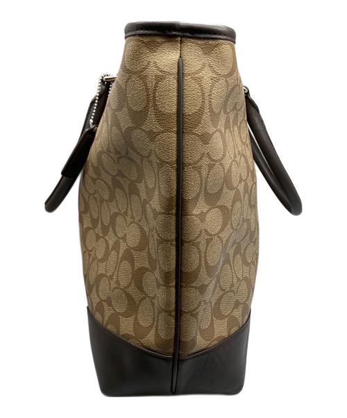 COACH（コーチ）COACH (コーチ) HERITAGE SIGNATURE UTILITY TOTE ベージュ×ブラウンの古着・服飾アイテム