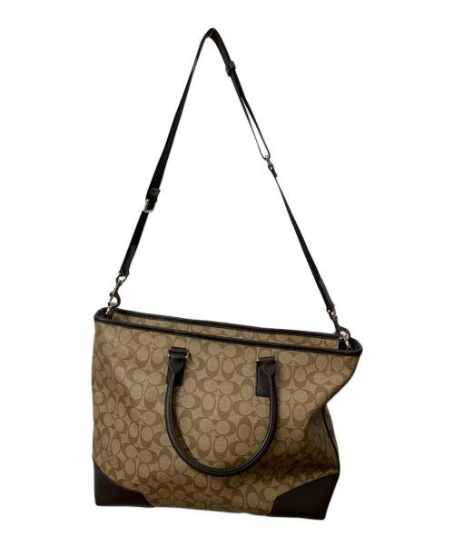 COACH（コーチ）COACH (コーチ) HERITAGE SIGNATURE UTILITY TOTE ベージュ×ブラウンの古着・服飾アイテム