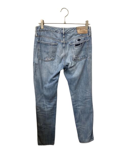 POLO RALPH LAUREN（ポロ・ラルフローレン）POLO RALPH LAUREN (ポロ・ラルフローレン) パッチワークデニムパンツ ブルー サイズ:w26の古着・服飾アイテム