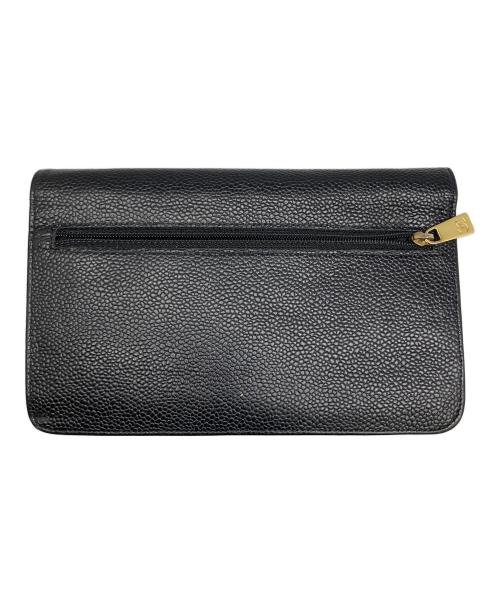 CHANEL（シャネル）CHANEL (シャネル) キャビアスキンウォレット ブラック ブラックの古着・服飾アイテム