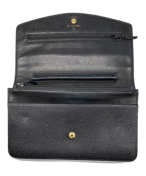 CHANEL（シャネル）CHANEL (シャネル) キャビアスキンウォレット ブラック ブラックの古着・服飾アイテム