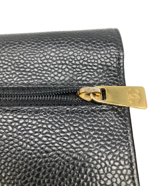 CHANEL（シャネル）CHANEL (シャネル) キャビアスキンウォレット ブラック ブラックの古着・服飾アイテム