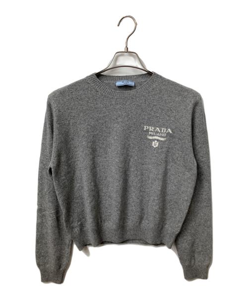 PRADA（プラダ）PRADA (プラダ) ロゴ厚手ニット グレー グレー サイズ:38の古着・服飾アイテム