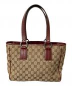 GUCCIグッチ）の古着「ハンドバッグ GGキャンバス」｜ベージュ×ワインレッド