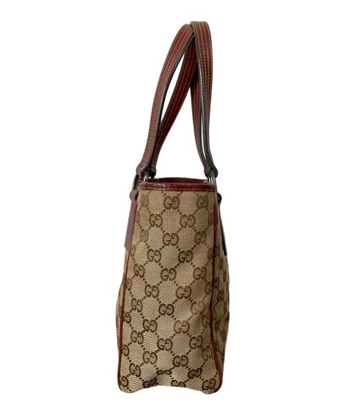 GUCCI（グッチ）GUCCI (グッチ) ハンドバッグ GGキャンバス ベージュ×ワインレッドの古着・服飾アイテム