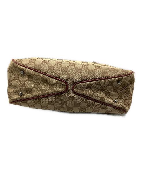 GUCCI（グッチ）GUCCI (グッチ) ハンドバッグ GGキャンバス ベージュ×ワインレッドの古着・服飾アイテム