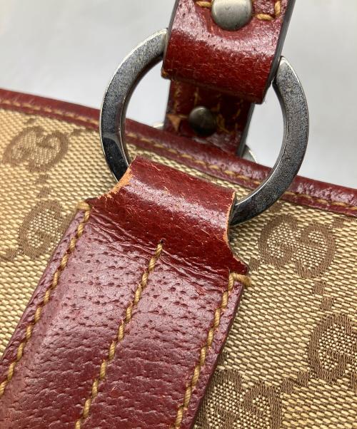 GUCCI（グッチ）GUCCI (グッチ) ハンドバッグ GGキャンバス ベージュ×ワインレッドの古着・服飾アイテム