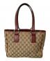 GUCCI（グッチ）の古着「ハンドバッグ GGキャンバス」｜ベージュ×ワインレッド
