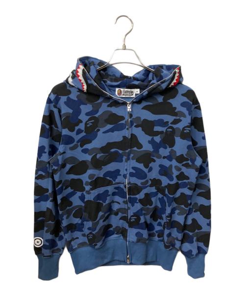 A BATHING APE（ア ベイシング エイプ）A BATHING APE (ア ベイシング エイプ) BAPE Double Tiger Shark Full Zip Hoodie ブルー サイズ:Mの古着・服飾アイテム