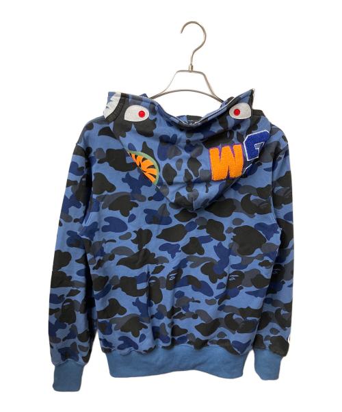 A BATHING APE（ア ベイシング エイプ）A BATHING APE (ア ベイシング エイプ) BAPE Double Tiger Shark Full Zip Hoodie ブルー サイズ:Mの古着・服飾アイテム
