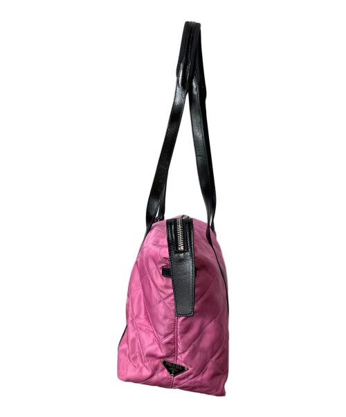 PRADA（プラダ）PRADA (プラダ) キルティングナイロントートバッグ ピンク×ブラックの古着・服飾アイテム