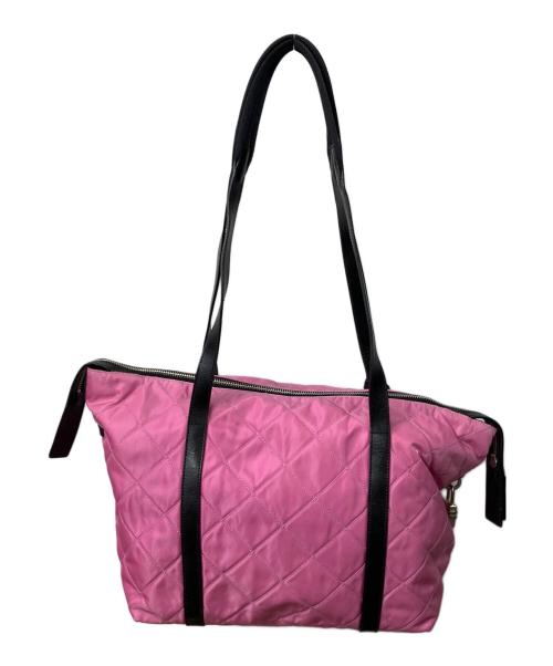 PRADA（プラダ）PRADA (プラダ) キルティングナイロントートバッグ ピンク×ブラックの古着・服飾アイテム