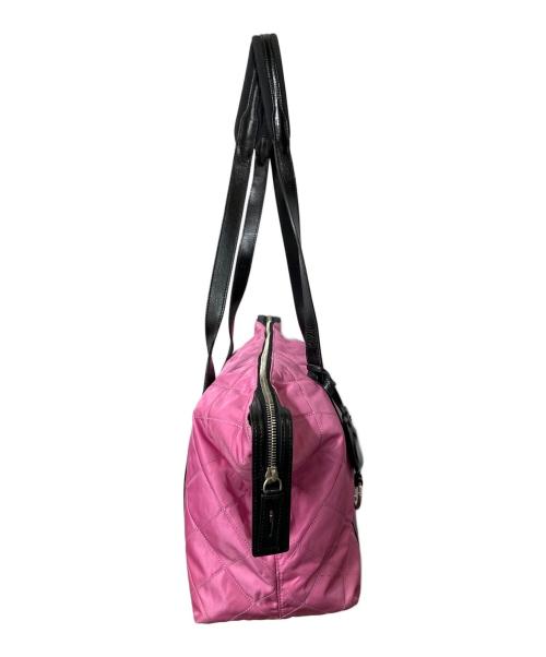 PRADA（プラダ）PRADA (プラダ) キルティングナイロントートバッグ ピンク×ブラックの古着・服飾アイテム