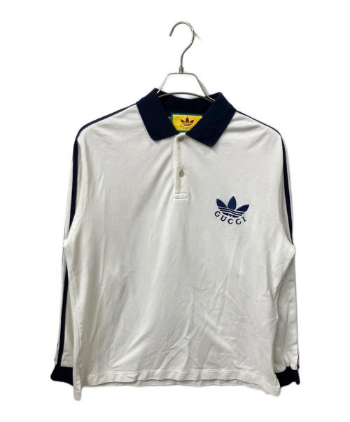 GUCCI（グッチ）GUCCI (グッチ) adidas (アディダス) ポロシャツ　ホワイト×ネイビー ホワイト×ネイビー サイズ:Mの古着・服飾アイテム