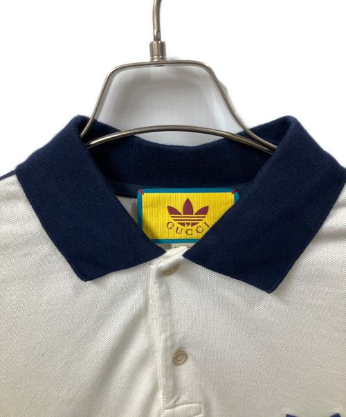 GUCCI（グッチ）GUCCI (グッチ) adidas (アディダス) ポロシャツ　ホワイト×ネイビー ホワイト×ネイビー サイズ:Mの古着・服飾アイテム