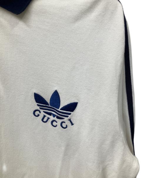 GUCCI（グッチ）GUCCI (グッチ) adidas (アディダス) ポロシャツ　ホワイト×ネイビー ホワイト×ネイビー サイズ:Mの古着・服飾アイテム