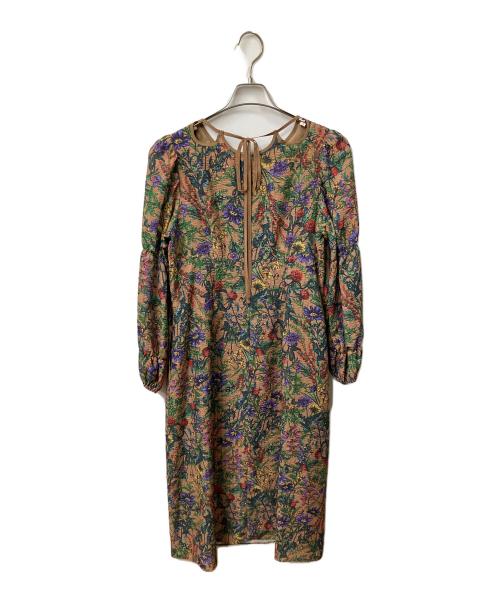 MUVEIL（ミュベール）MUVEIL (ミュベール) フラワープリントワンピース ブラウン サイズ:38 未使用品の古着・服飾アイテム