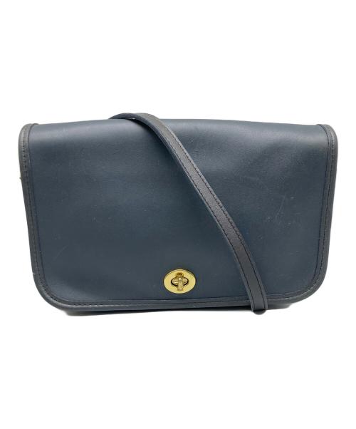 COACH（コーチ）COACH (コーチ) レザーショルダーバッグ ネイビーの古着・服飾アイテム