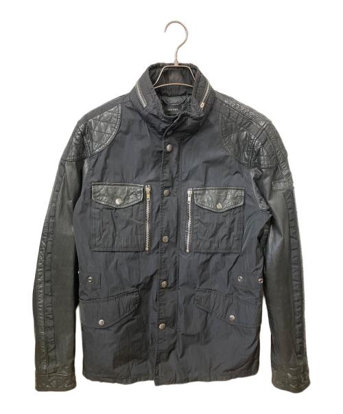 DIESEL（ディーゼル）DIESEL (ディーゼル) ミリタリージャケット　ブラック ブラック サイズ:Lの古着・服飾アイテム