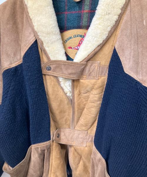 CASUAL LEATHER GAMES（カジュアルレザーゲームズ）CASUAL LEATHER GAMES (カジュアルレザーゲームズ) ゲームジャケット ブラウン×ブラック ブラウン×ブルー サイズ:Freeの古着・服飾アイテム