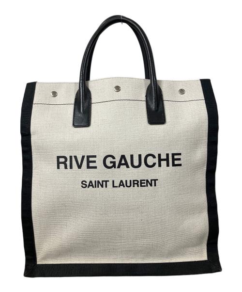 SAINT LAURENT（サンローラン）Saint Laurent (サンローラン) RIVE GAUCHE TOTE BAG アイボリー×ブラックの古着・服飾アイテム