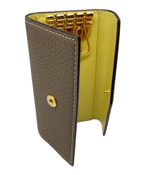 bonaventura（ボナベンチュラ）BONAVENTURA (ボナベンチュラ) Slim Key Case Shrink Leather グレー×イエローの古着・服飾アイテム