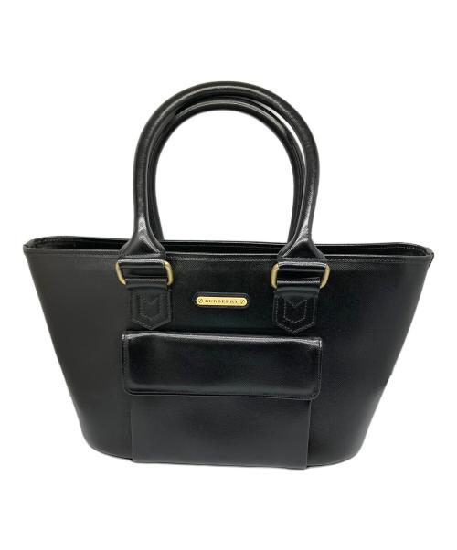 BURBERRY（バーバリー）BURBERRY (バーバリー) ロゴレザーバッグ ブラック ブラックの古着・服飾アイテム