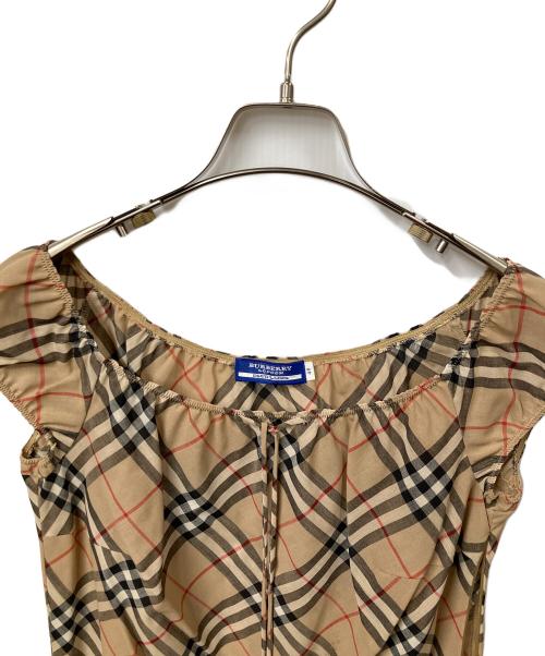 BURBERRY BLUE LABEL（バーバリー ブルー レーベル）BURBERRY BLUE LABEL (バーバリーロンドンブルーレーベル) ノースリーブ・キャミソールワンピース ノバチェック  ベージュ サイズ:40の古着・服飾アイテム