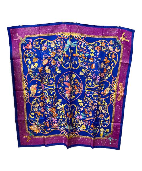 HERMES（エルメス）HERMES (エルメス) カレ90 Pierres d'Orient et d'Occident ネイビー×パープルの古着・服飾アイテム