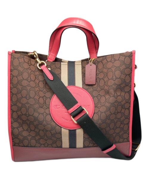 COACH（コーチ）COACH (コーチ) デンプシートートバッグ ブラウン×ピンク ブラウン×ピンクの古着・服飾アイテム