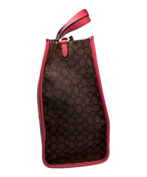 COACH（コーチ）COACH (コーチ) デンプシートートバッグ ブラウン×ピンク ブラウン×ピンクの古着・服飾アイテム