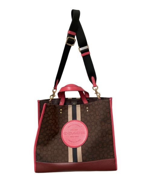 COACH（コーチ）COACH (コーチ) デンプシートートバッグ ブラウン×ピンク ブラウン×ピンクの古着・服飾アイテム