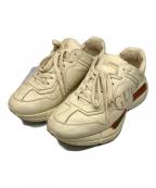 GUCCIグッチ）の古着「グッチ ロゴ レザー スニーカー」｜ホワイト