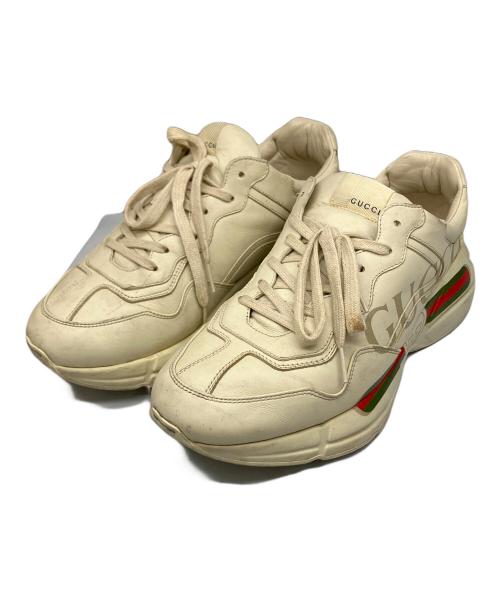 GUCCI（グッチ）GUCCI (グッチ) グッチ ロゴ レザー スニーカー ホワイト サイズ:26.5の古着・服飾アイテム