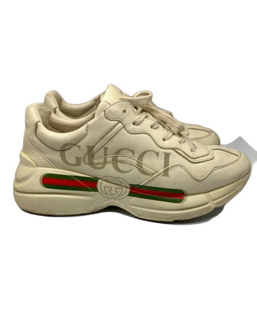 GUCCI（グッチ）GUCCI (グッチ) グッチ ロゴ レザー スニーカー ホワイト サイズ:26.5の古着・服飾アイテム