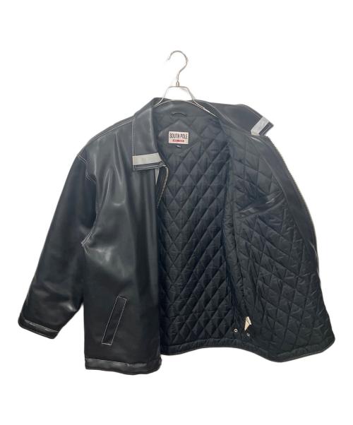 SOUTHPOLE（サウスポール）SOUTHPOLE (サウスポール) フェイクレザージャケット ブラック サイズ:ＸＬの古着・服飾アイテム