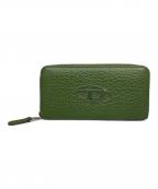 DIESELディーゼル）の古着「カウレザー ラウンドジップ ロングウォレット」｜グリーン